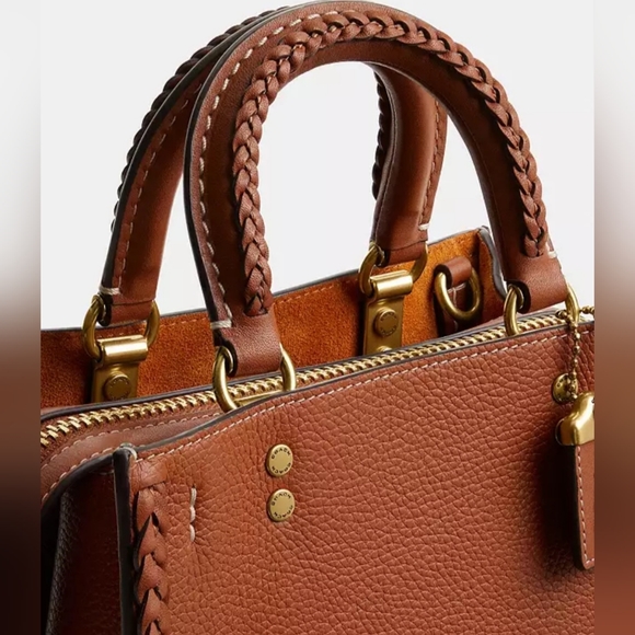 🎀Authentic Coach Rogue 20 With Braid. Pebble Leather/Brass/Burnished Amber✨️ - Picture 7 of 16